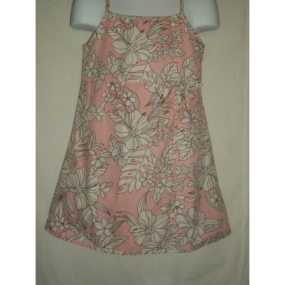 Hinalea Girls Pink White Floral Dress Hawaiian Sun
